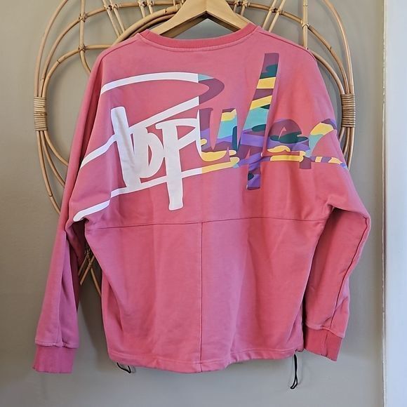 Aywter Popular Salmon Drawstring Waist Baggy Crewneck Graffiti Sweatshirt Sz XL - Picture 1 of 16